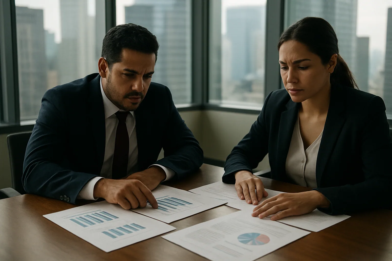 Un ejecutivo revisa en una sala de juntas pantallas con métricas de pagos mientras un equipo analiza una posible adquisición de una gran empresa fintech.
